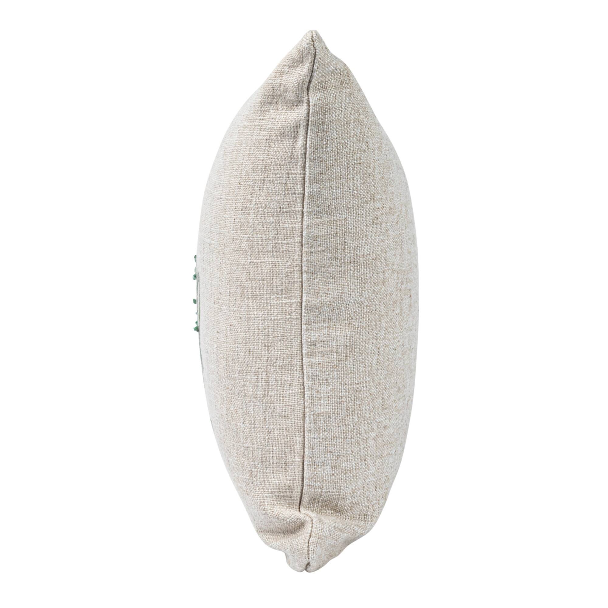 Hello Honey® Natural & Green Frog "The Kissing Booth is Closed" Linen Blend Pillow with French Knots